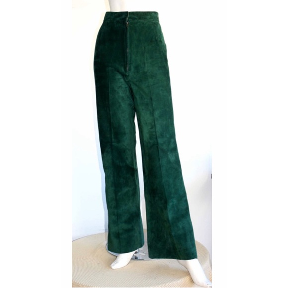 💚G. GUCCI💚RARE VINTAGE SUEDE GREEN TROUSERS - Picture 3 of 8